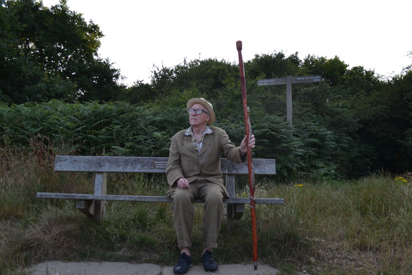 Tall Oak Walking Stick with Snake